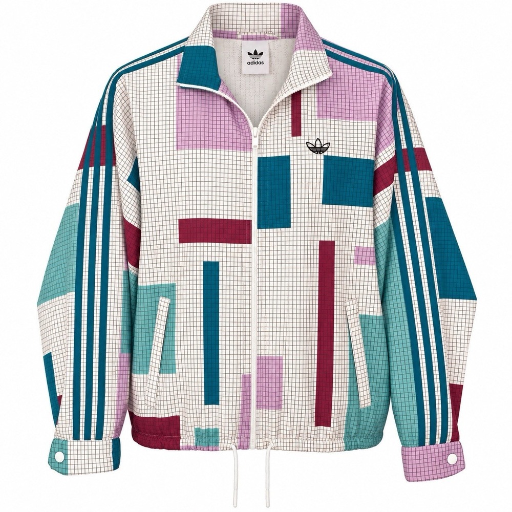 Adidas Originals Men's Medium Grid Block Wind Jacket Multicolor Retro